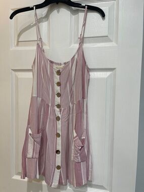 Ocean Drive Pink & White Striped Button-Front Dress